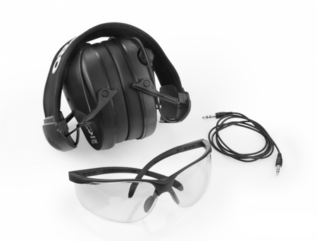 Ochronniki słuchu aktywne PRO czarne + okulary strzeleckie RealHunter