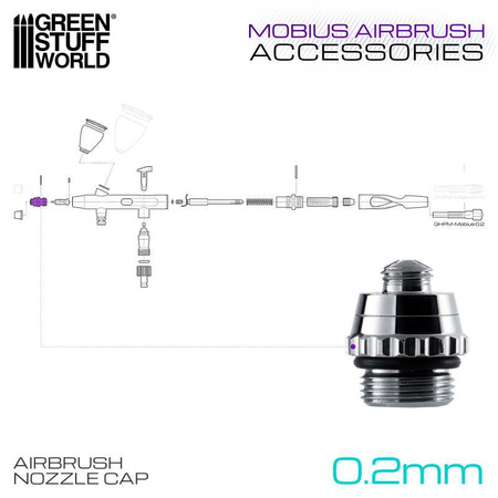 GSW - 0.2mm Airbrush Nozzle Cap for Mobius Airbrush