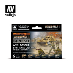 VALLEJO 70208 Zestaw World War II 6 farb - Desert British & German Armour & Infantry