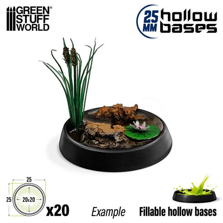 GSW - Hollow Plastic Bases - BLACK 25mm x 20szt.