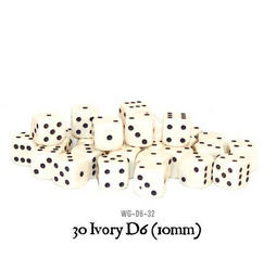 WARLORD - Kostki 30 Ivory D6 (10mm)