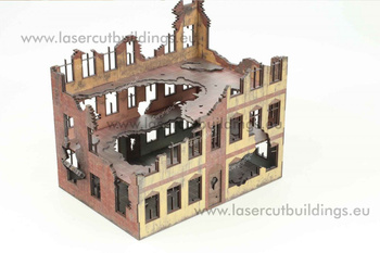 Kamienica ceglana I gen. II wersja zniszczona LBHP0231 - prepaint - 1:56 / 28mm