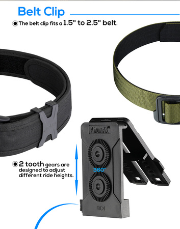 Amomax Dwufunkcyjna przystawka do montażu kabur i ładownic na MOLLE lub pasek czarny Molle and Belt Clip