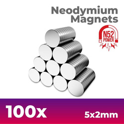 GSW - Neodymium Magnets 5x2mm - 100 units (N52)