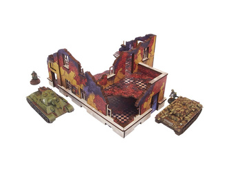 MICRO ART - WW2 Ostfront Stalingrad School Left (with balcony) (1) (28mm) PREPAINTED