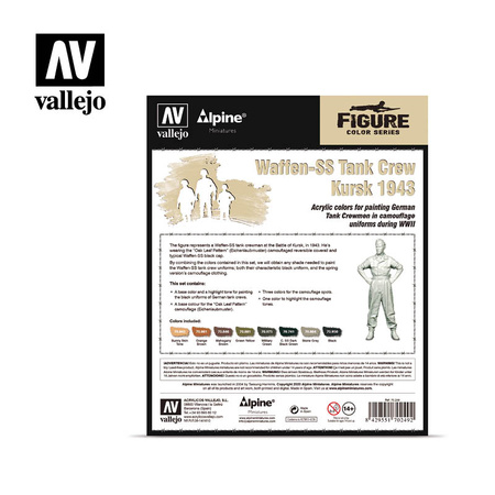 VALLEJO 70249 Figure Color Series 8 farb + figurka - Waffen SS Tank Crew, Kursk 1943