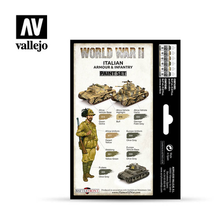 VALLEJO 70209 Zestaw World War II 6 farb - Italian Armour & Infantry