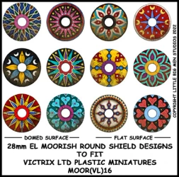 Norman Shield Designs 16 – Kalkomanie do tarcz okrągłych (Victrix Norman Cavalry)