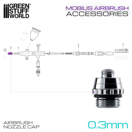 GSW - 0.3mm Airbrush Nozzle Cap for Mobius Airbrush