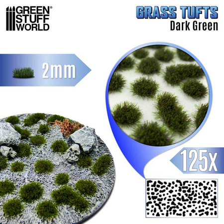 GSW - Static Grass Tufts 2 mm - Dark Green