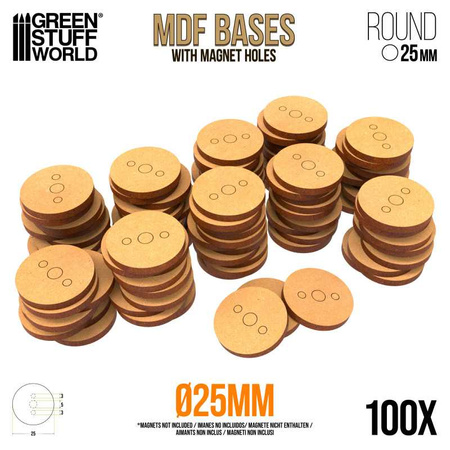 GSW - MDF Bases - Round 25 mm (Pack x100)
