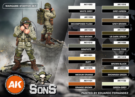 AK Interactive US AIRBORNE DIVISION, D-DAY WARGAME STARTER SET 14 COLORS & 1 FIGURE (EXCLUSIVE 101ST RADIO OPERATOR)