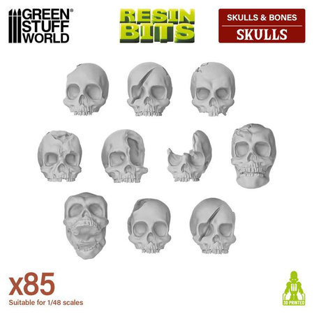 Green Stuff World 85x Resin Skulls