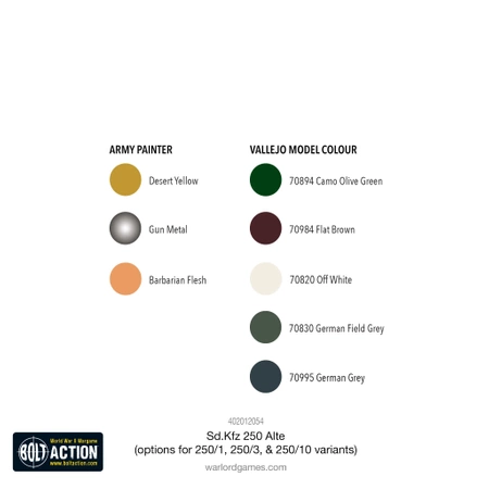 BOLT ACTION Sd.Kfz.250 (Alte) Half-Track (Options for 250/1, 250/3, 250/10)