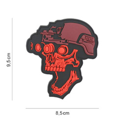 Naszywka 3D PVC Night vision skull red